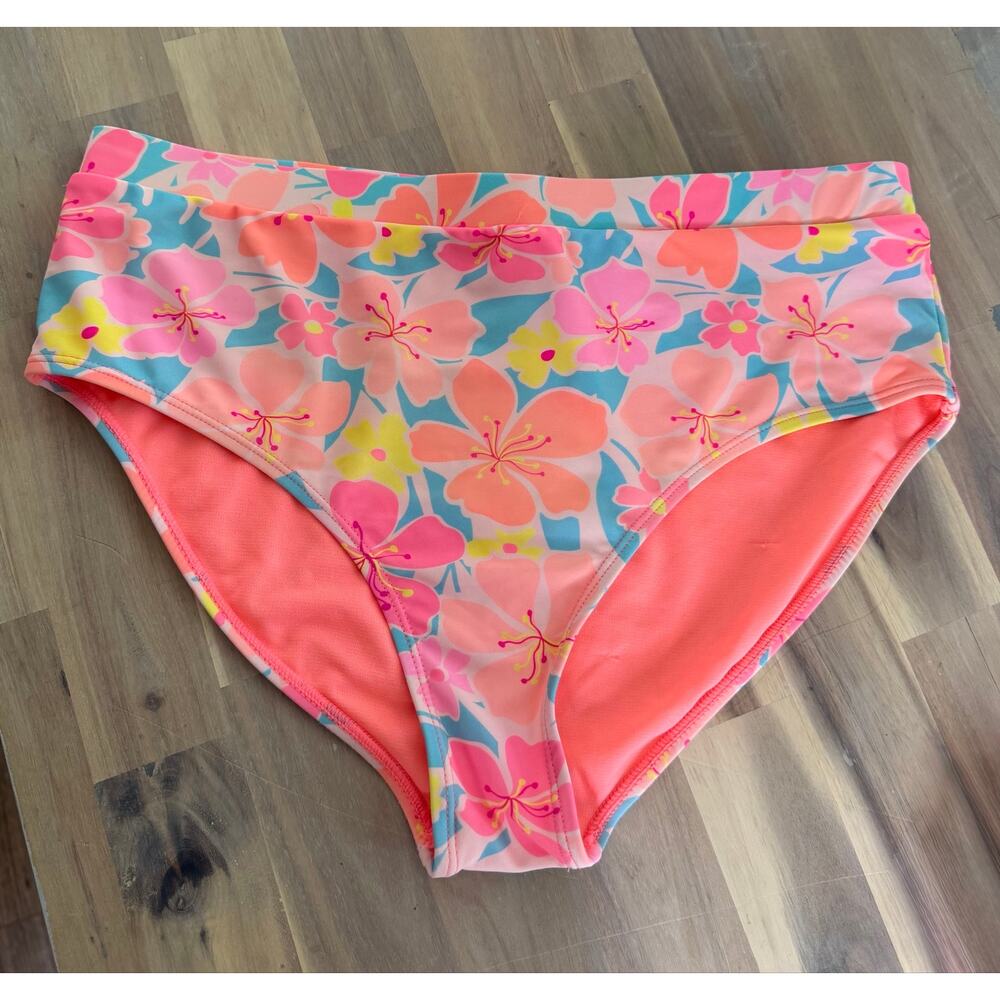 Heat Swimwear Pink Tropical Floral Underboob Swimsuit Bikini Swim Set Size XL - Picture 6 of 10